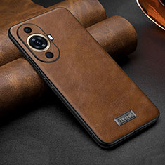 Soft Luxury Leather Snap On Case Cover LD1 for Huawei Nova 11 Brown