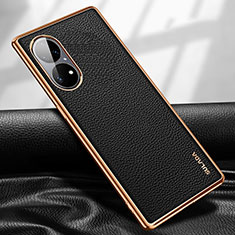 Soft Luxury Leather Snap On Case Cover LD1 for Huawei P50 Pro Black