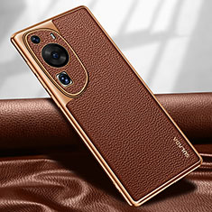 Soft Luxury Leather Snap On Case Cover LD1 for Huawei P60 Art Brown