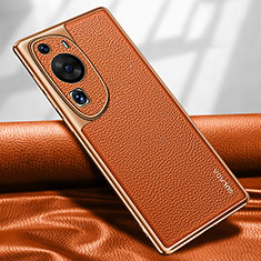 Soft Luxury Leather Snap On Case Cover LD1 for Huawei P60 Art Orange
