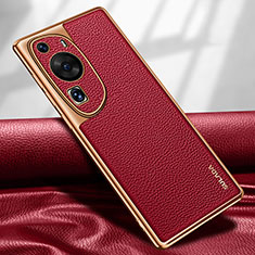 Soft Luxury Leather Snap On Case Cover LD1 for Huawei P60 Art Red