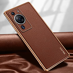 Soft Luxury Leather Snap On Case Cover LD1 for Huawei P60 Brown