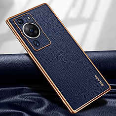 Soft Luxury Leather Snap On Case Cover LD1 for Huawei P60 Pro Blue
