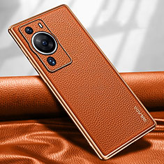 Soft Luxury Leather Snap On Case Cover LD1 for Huawei P60 Pro Orange