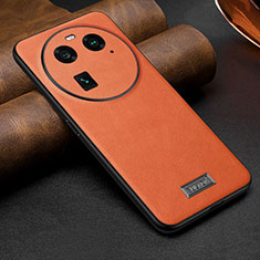 Soft Luxury Leather Snap On Case Cover LD1 for Oppo Find X6 5G Orange