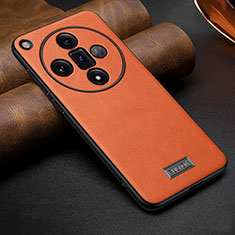 Soft Luxury Leather Snap On Case Cover LD1 for Oppo Find X7 5G Orange