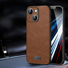 Soft Luxury Leather Snap On Case Cover LD2 for Apple iPhone 13 Brown