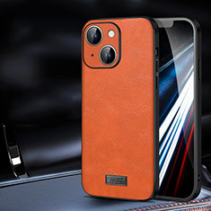 Soft Luxury Leather Snap On Case Cover LD2 for Apple iPhone 13 Orange