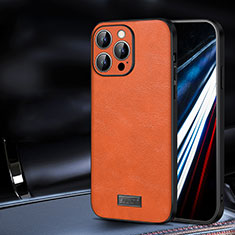 Soft Luxury Leather Snap On Case Cover LD2 for Apple iPhone 13 Pro Max Orange