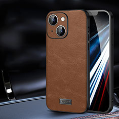 Soft Luxury Leather Snap On Case Cover LD2 for Apple iPhone 14 Brown