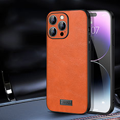 Soft Luxury Leather Snap On Case Cover LD2 for Apple iPhone 14 Pro Max Orange