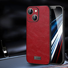 Soft Luxury Leather Snap On Case Cover LD2 for Apple iPhone 14 Red