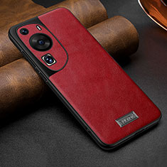 Soft Luxury Leather Snap On Case Cover LD2 for Huawei P60 Art Red