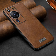 Soft Luxury Leather Snap On Case Cover LD2 for Huawei P60 Brown