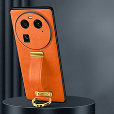 Soft Luxury Leather Snap On Case Cover LD2 for Oppo Find X6 5G Orange