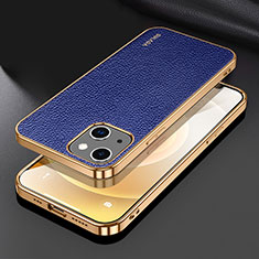 Soft Luxury Leather Snap On Case Cover LD3 for Apple iPhone 13 Blue