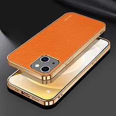 Soft Luxury Leather Snap On Case Cover LD3 for Apple iPhone 13 Orange