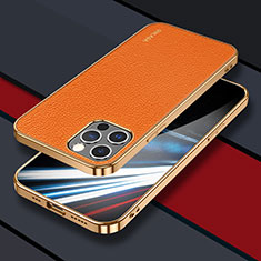 Soft Luxury Leather Snap On Case Cover LD3 for Apple iPhone 13 Pro Max Orange