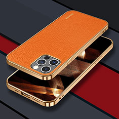 Soft Luxury Leather Snap On Case Cover LD3 for Apple iPhone 14 Pro Orange