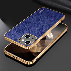 Soft Luxury Leather Snap On Case Cover LD3 for Apple iPhone 15 Blue