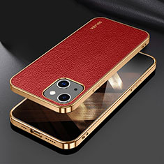 Soft Luxury Leather Snap On Case Cover LD3 for Apple iPhone 15 Red