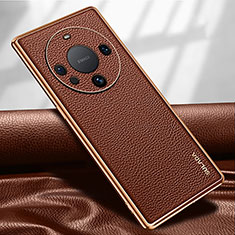 Soft Luxury Leather Snap On Case Cover LD3 for Huawei Mate 60 Pro Brown