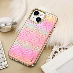 Soft Luxury Leather Snap On Case Cover LD4 for Apple iPhone 13 Hot Pink