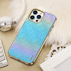 Soft Luxury Leather Snap On Case Cover LD4 for Apple iPhone 13 Pro Max Blue