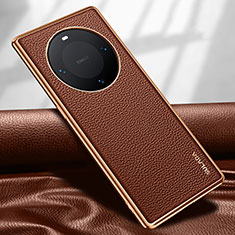 Soft Luxury Leather Snap On Case Cover LD4 for Huawei Mate 60 Pro Brown