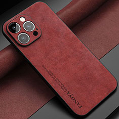 Soft Luxury Leather Snap On Case Cover LS1 for Apple iPhone 13 Pro Red