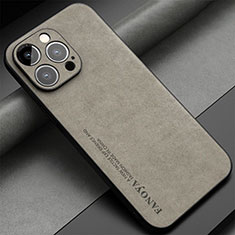 Soft Luxury Leather Snap On Case Cover LS1 for Apple iPhone 14 Pro Gray