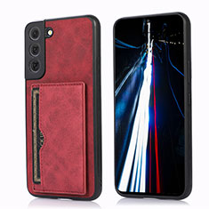 Soft Luxury Leather Snap On Case Cover M03T for Samsung Galaxy S21 FE 5G Red