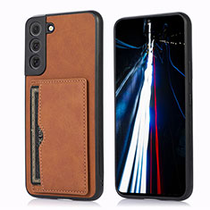 Soft Luxury Leather Snap On Case Cover M03T for Samsung Galaxy S22 5G Brown