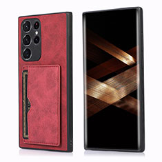 Soft Luxury Leather Snap On Case Cover M03T for Samsung Galaxy S24 Ultra 5G Red