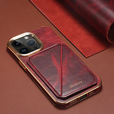 Soft Luxury Leather Snap On Case Cover MT1 for Apple iPhone 14 Pro Max Red
