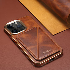 Soft Luxury Leather Snap On Case Cover MT1 for Apple iPhone 15 Pro Max Brown