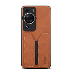 Soft Luxury Leather Snap On Case Cover MT1 for Huawei P60 Brown