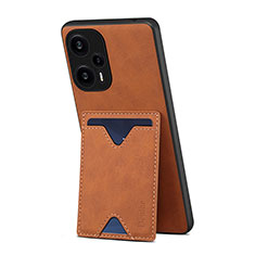 Soft Luxury Leather Snap On Case Cover MT1 for Xiaomi Poco F5 5G Brown