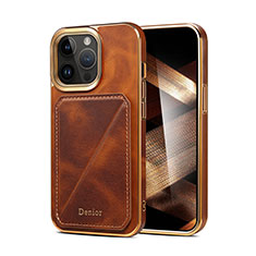 Soft Luxury Leather Snap On Case Cover MT2 for Apple iPhone 14 Pro Brown