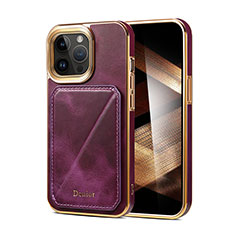 Soft Luxury Leather Snap On Case Cover MT2 for Apple iPhone 14 Pro Max Purple