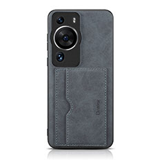Soft Luxury Leather Snap On Case Cover MT2 for Huawei P60 Pro Gray