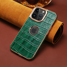 Soft Luxury Leather Snap On Case Cover MT3 for Apple iPhone 15 Pro Green
