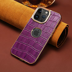 Soft Luxury Leather Snap On Case Cover MT3 for Apple iPhone 15 Pro Max Purple