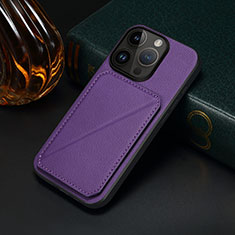 Soft Luxury Leather Snap On Case Cover MT4 for Apple iPhone 14 Pro Purple