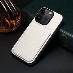 Soft Luxury Leather Snap On Case Cover MT5 for Apple iPhone 14 Pro White