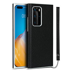 Soft Luxury Leather Snap On Case Cover N01 for Huawei P40 Pro Black