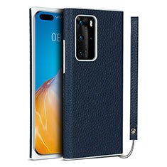 Soft Luxury Leather Snap On Case Cover N01 for Huawei P40 Pro Blue