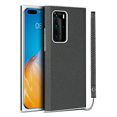 Soft Luxury Leather Snap On Case Cover N01 for Huawei P40 Pro Gray