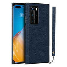 Soft Luxury Leather Snap On Case Cover N02 for Huawei P40 Pro Blue