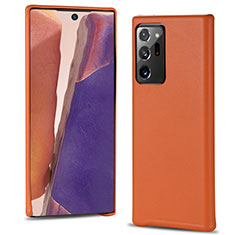 Soft Luxury Leather Snap On Case Cover N02 for Samsung Galaxy Note 20 Ultra 5G Orange
